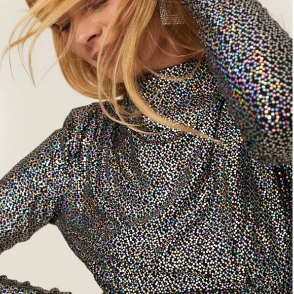 Alexia Admor Rainbow Sequin Mini Dress Size 10 Bodycon Long Sleeve Ruched $295 - Picture 5 of 12
